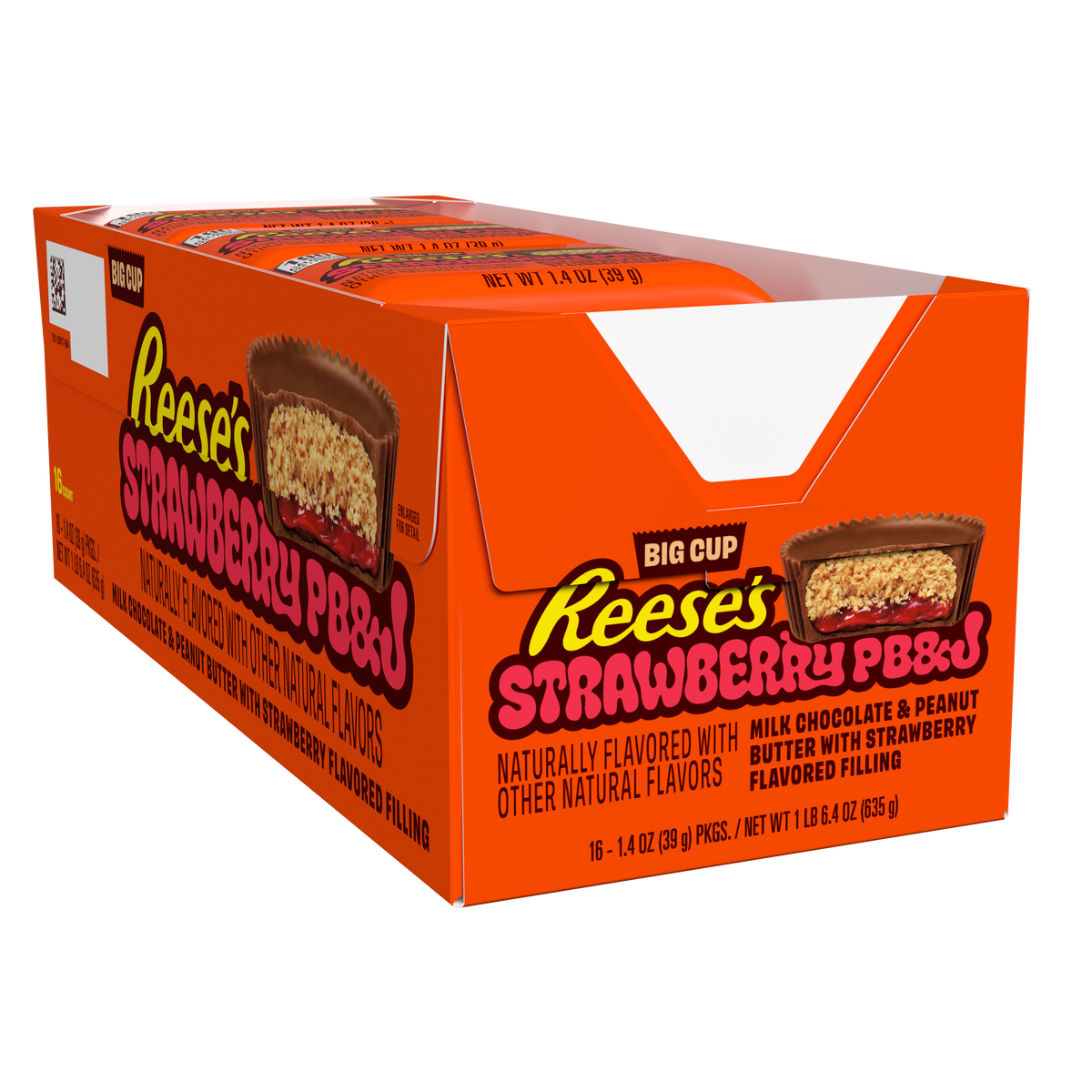 REESE'S Big Cup PB&J Strawberry Milk Chocolate Peanut Butter Cups Candy Packs, 1.4 oz (16 Count)