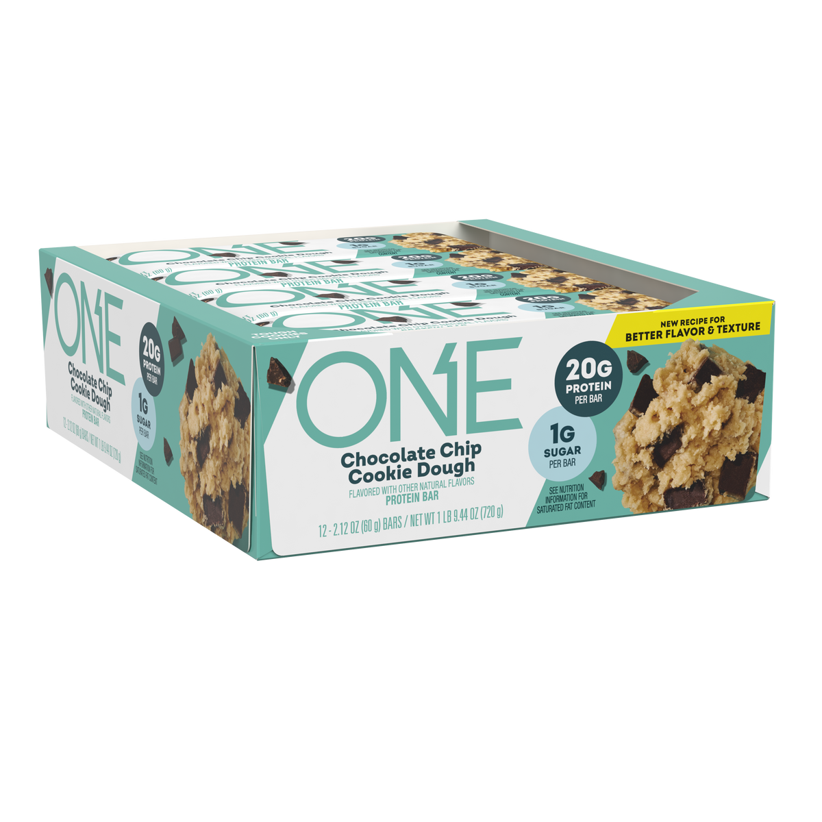 ONE Chocolate Chip Cookie Dough Flavored Protein Bars, 2.12 oz (12 Count)