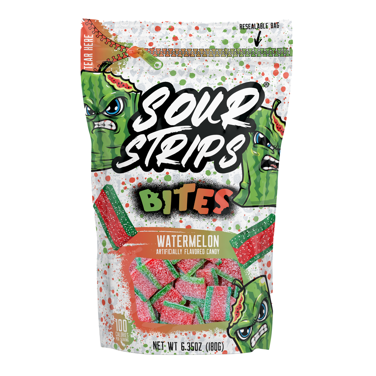 SOUR STRIPS Bites Watermelon Flavored Chewy Candy Bag, 6.35 oz